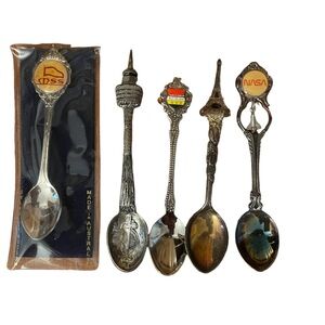 5 Vintage Collector Silver Spoons